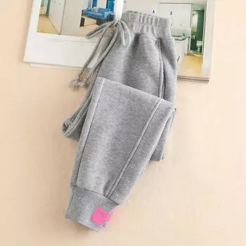 Серые женские спортивные брюки осень-зима мешковатые уличные брюки свободного покроя черные зимние плотные уличные брюки для бега S серый