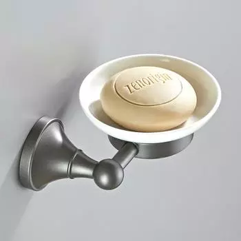 серый Аксессуары для ванной комнаты Мыльница Рельефная латунная мыльница для гостиниц Настенный держатель для подноса из бронзы светло-серый