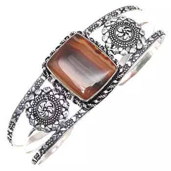 Серый Ботсванский Агат Драгоценный Камень Браслеты-манжеты 7 Регулируемый