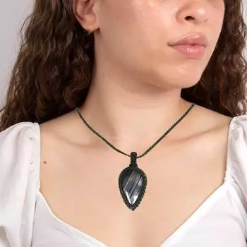 Серый Ботсванский агат драгоценный камень Holloween Gifted Jewelry Macrame Ожерелье 20-32 дюйма