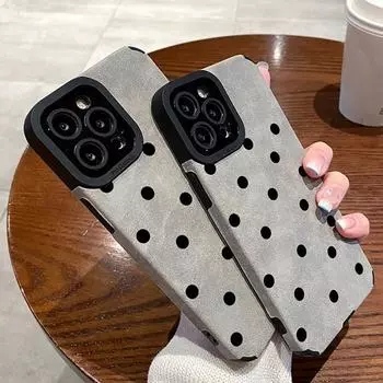 Серый чехол для телефона из мягкой кожи с волнистой точкой для iPhone 15 Pro Max 11 12 13 14 Pro Max X XR XS Max 7 8 Plus противоударная задняя крышка For iPhone X