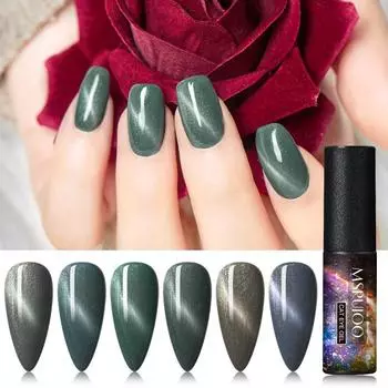 Серый цвет, блестящий магнитный 5D лак для ногтей «кошачий глаз», лазерный лак для дизайна ногтей, эффект звездного неба, отмачиваемый