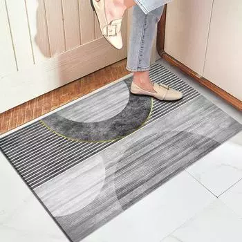 Серый геометрический абстрактный губчатый коврик для двери, противоскользящая латексная основа, суперабсорбент для внутреннего туалета, коврик для кровати, напольный коврик 40x60cm
