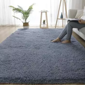 Серый Гостиная Большой Ковровый Зал Журнальный Столик Напольный Коврик 160x230 Детская Комната Спальня Длинные Волосы Пушистые Напольные Коврики 50x80cm 19x31inch