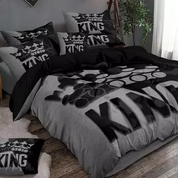 Серый и Черный Комплект Пододеяльника King Size с Узором из Пуха, Мягкий и Удобный Декор для Спальни и Общежития, Постельное Белье EU Twin(135x200cm)