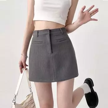 Серый костюм, юбки для женщин, летние сексуальные шорты с высокой талией, мини-юбка, винтажная офисная женская одежда в корейском стиле, уличная одежда Y2k XS хаки