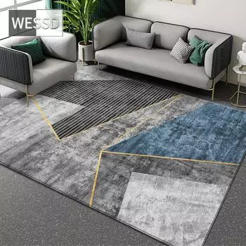 Серый ковер с геометрическим принтом для спальни, мягкие напольные коврики, простой коврик для гостиной, современный ковер для гостиной, кухонные коврики, нескользящие 40x60cm 1pcs