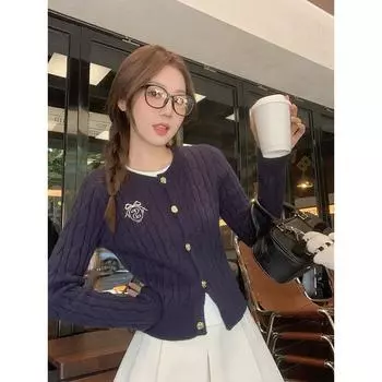 Серый маленький ароматный плетеный кардиган с длинным рукавом для женщин на осень и зиму, уникальный и неповторимый, мягкий и восковой облегающий топ One Size