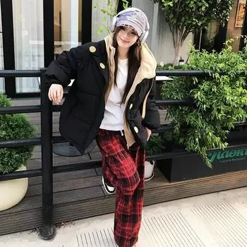 Серый пуховик женский пальто черный с капюшоном модная американская уличная одежда стиль Y2K утиный пух перо женская зимняя короткая верхняя одежда S чёрный