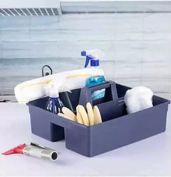 Серый ящик для хранения с тремя отделениями, утолщенная корзина для инструментов, для уборки дома, отеля, переносная, для больниц, пластиковая гостевая комната