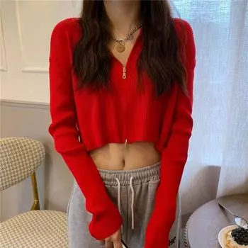 Серый трикотаж с капюшоном и длинными рукавами, женский короткий кардиган на молнии, модная однотонная куртка, осенне-зимний укороченный топ S белый