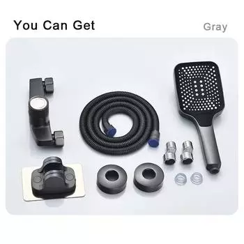 Серый водопадный смеситель для ванны с ручным душем, латунный хромированный настенный смеситель для душа в ванной комнате, полный набор душевой системы