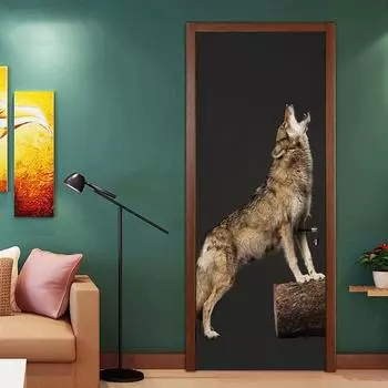 Серый волк, дверные наклейки на холодильник, мраморные простые абстрактные линии, цветы, обои для гостиной, домашний декор, художественные наклейки для спальни 50x125cm