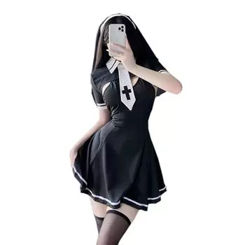 Сестра сексуальный косплей эротический экстремальный непослушный монашка грудь открытая задница показывает горничную униформа горничная щель нижнее белье искушение тренировочный костюм милый милый