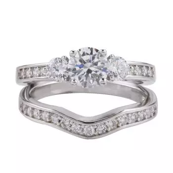 Set Cincin Pernikahan Pengantin Putih Wanita Mewah Asli Perhiasan Emas 18K Asli Emas Asli dengan Cincin Pertunangan Berlian untuk Wanita 10