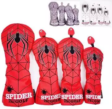 set Golf head cover Driver cover 1 piece Wood FW cover 2 pieces Utility UT cover 1 piece with conversion tag Spiders 2022 NEW 4-piece / (Black