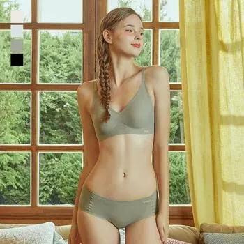 [SET] Комплект из бюстгальтера и трусиков без косточек на клею - 4 цвета Light Beige: L.100