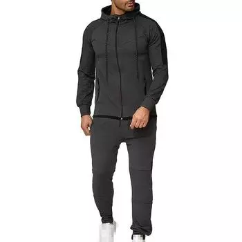 Set Men Tracksuit Hoodie Bottoms Pullover Trousers Sweatshirts Pants Jogging DarkGray,XL