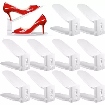 Set of 10 Adjustable Shoe Racks,stacked Shoes,shoe Organizer,White Space Saving Shoe Rack