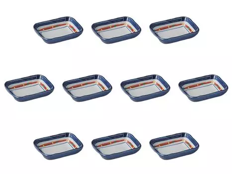 Set of 10 Aratama rectangular small plates x Chiyokyu Setomonohonpo [8.8 6.5 cm]