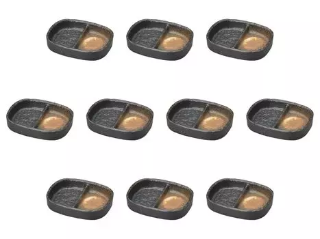 Set of 10 Bizen plates x x Divided plates Setomonohonpo 2-item [10.3 7.8 2.3 cm]