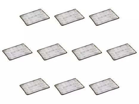 Set of 10 Bizen Shino Long Square Plates x 13 x Yakimono Plates Setomonohonpo 7.0 [20.5 1.8 cm]