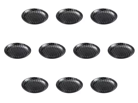 Set of 10 Checkered Black Plates x Side Plates Setomonohonpo 5.0 [16 2.7 cm]