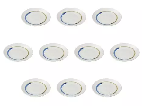 Set of 10 Comb Whirlpool Plates x Round Plates Setomonohonpo Two-Colored 7.0 [22 3.2 cm] (Small)