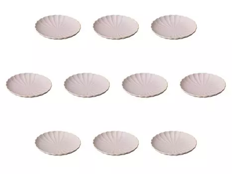 Set of 10 Gray Matte Purple Daisy Plates x Round Plates Setomonohonpo 5.0 [16.8 2.8 cm] (Small)