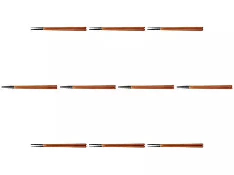 Set of 10 Hexagonal Wood Grain Shunkei x x Wooden Setomonohonpo 20.5cm Chopsticks, (Two Coats) [20.5 0.7 0.8cm] Chopsticks,