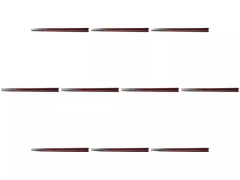 Set of 10 Hexagonal Wood Grain Teak x x Wooden Chopsticks by Setomonohonpo 20.5cm Chopsticks, (Two Coats) [20.5 0.7 0.8cm]