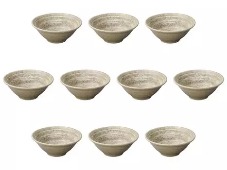 Set of 10 Kaze no Mai Ripple Deep Bowls x Small Bowls by Setomonohonpo 4.5cm [14 5.6cm]