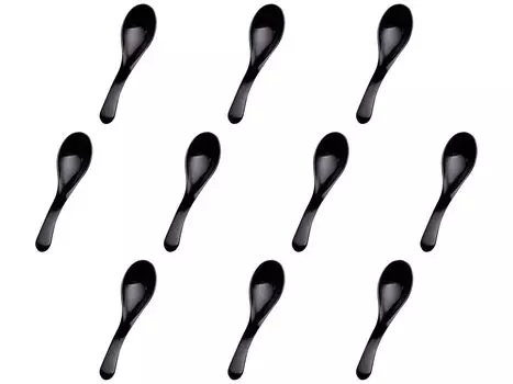 Set of 10 Miyabi Renge Black Lacquer x 4 Lacquerware Spoon ABS resin Setomonohonpo [TA] (small) [15.2 cm] Heat-resistant Heat-resistant