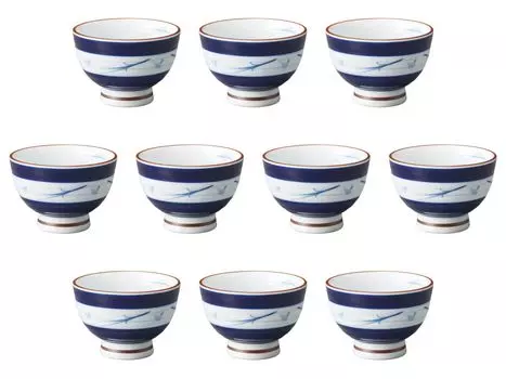 Set of 10 Obi Matsuba Sencha Teacups x Arita Ware Sencha Teacups by Setomonohonpo [8.5 6cm]