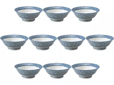Set of 10 Octopus Arabesque bowls x 8 cm Ramen bowls Setomonohonpo 6.5-foot [20 (1100 cc)]