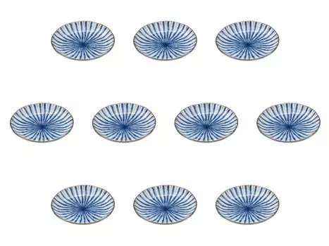 Set of 10 Sabusen Tokusa Plates x Side Plates Setomonohonpo 4.0 [14 2.5 cm]