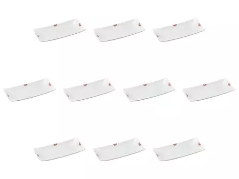 Set of 10 Small Flower Protruding Plates x 10 x Protruding Reinforced Setomonohonpo (Red) [22 2.7 cm] Plates, Porcelain, красный
