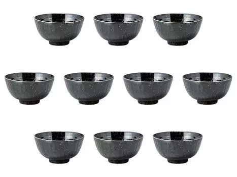 Set of 10 Small Rice Bowls x 6 Rice Bowls Setomonohonpo Mikage-Shaved [11.5 cm]