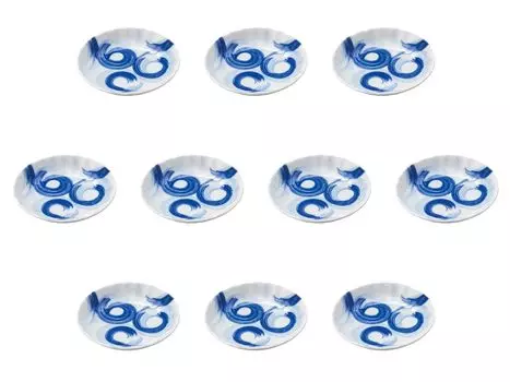 Set of 10 spiral plates x 3 Medium plates Setomonohonpo flower-shaped 5.0 [16.8 cm]