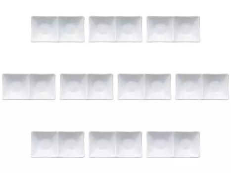 Set of 10 White Appetizer Bowls x x 3 Divided Plates by Setomonohonpo (2 pieces) [13.5 6.5 cm] Western-style