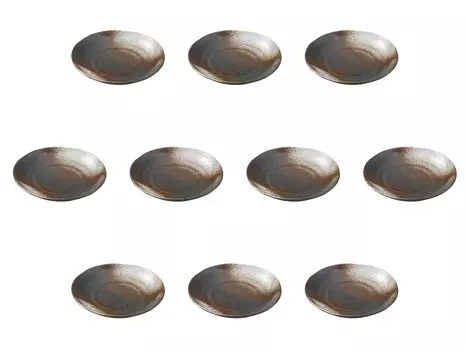 Set of 10 White Blown Plates x Setomonohonpo Bizen-style (5.0cm) [16.5 2.8cm]