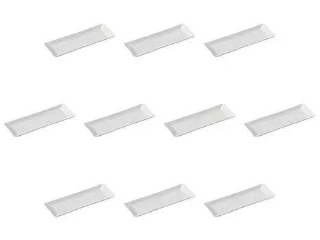Set of 10 White Powdered Long Square Plates x x 2 Narrow Plates Setomonohonpo [27.7 10.2 cm] (Medium)