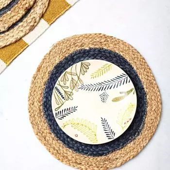 Set of 1 Dining Table Mat 30cm Round Mat - Blue (Solid) | Used as Centre Table dcor placemat/House Warming Gifts for New Home