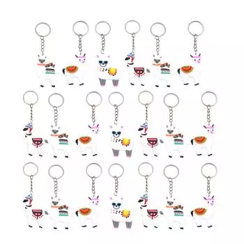 Set of 20 Cartoon Alpaca Key Rings PVC Bag Charm Unique Key Accessory Alpaca Party Supplies for Gifts and Decorations R