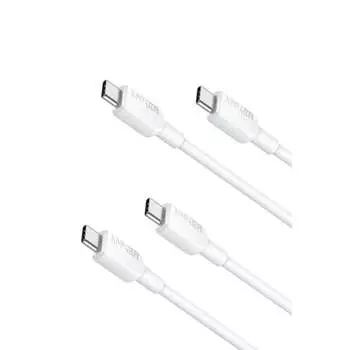 [Set of 2] Anker 310 USB-C & USB-C Cable 60W USB PD Compatible with iPhone 16 / 15 Galaxy S24 iPad Air 5 MacBook Pro (0.9m White)