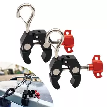 Set of 2 Car Tarp Hooks Easy Compatible with Car Side and Rooftop Includes Car Joint Mounting Camping and Car Tarp Accessories – Scratch-Resistant,