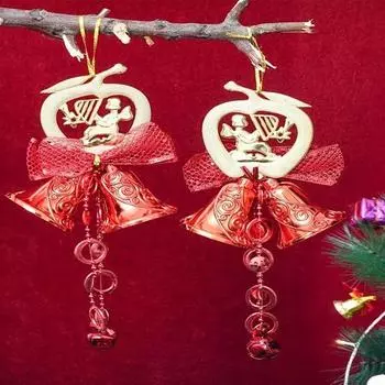 Набор из 2 предметов украшения елки, колокольчики для главной двери, настенные елочные подвесные колокольчики, украшения, реквизит, рождественский декор для домашнего офиса, гостиной