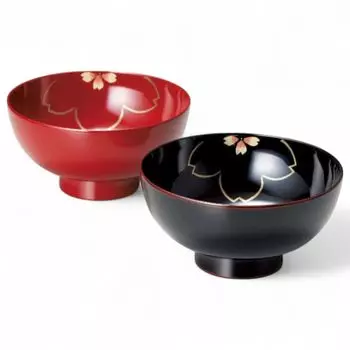 Set of 2 Lacquerware Dishwasher Made in Japan J-kitchens Bowls, Hand-Painted, Safe, PID-529210,