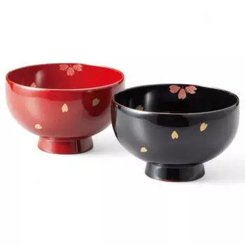Set of 2 Lacquerware Dishwasher Made in Japan J-kitchens Bowls, Hand-Painted, Safe, PID-529296,