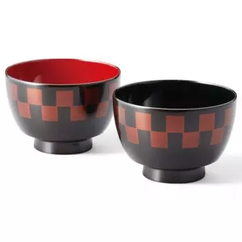 Set of 2 Lacquerware Dishwasher Made in Japan J-kitchens Bowls, Hand-Painted, Safe, PID-529029,